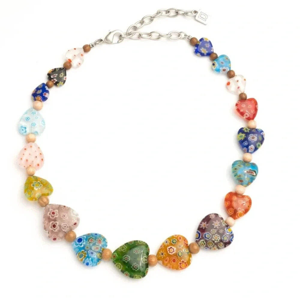 Dannijo NWT Bianca Venetian Glass Heart Necklace - Picture 2 of 8